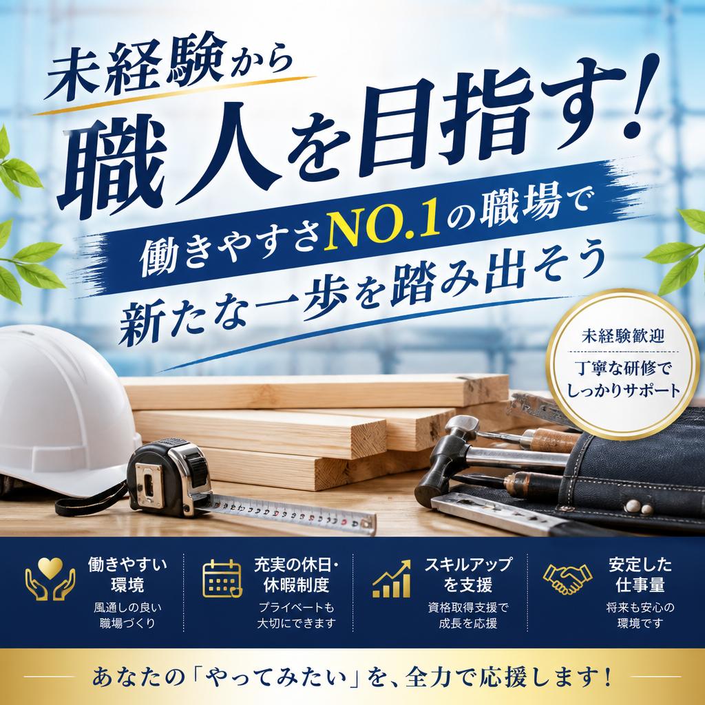 未経験から職人を目指す！働きやすさNO.1の職場で新たな一歩を踏み出そう