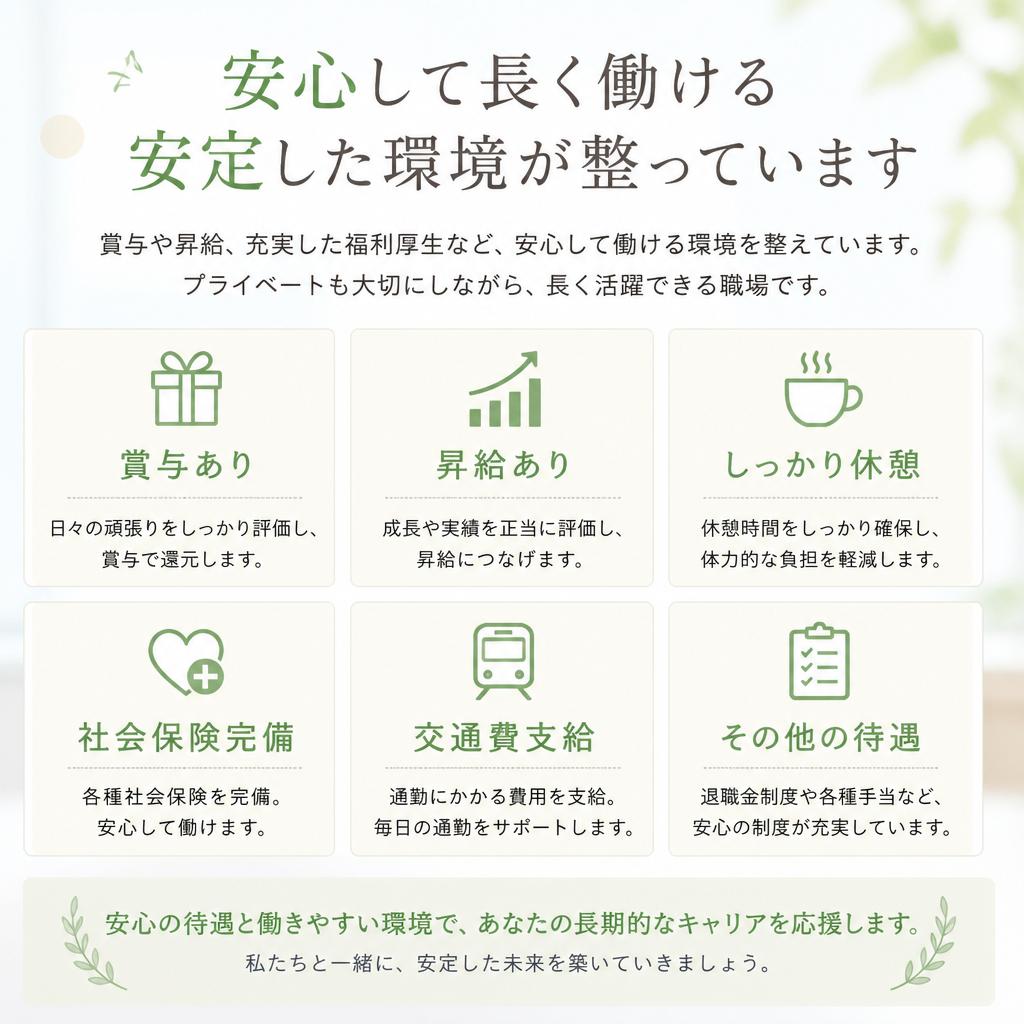 安定した待遇と働きやすい環境