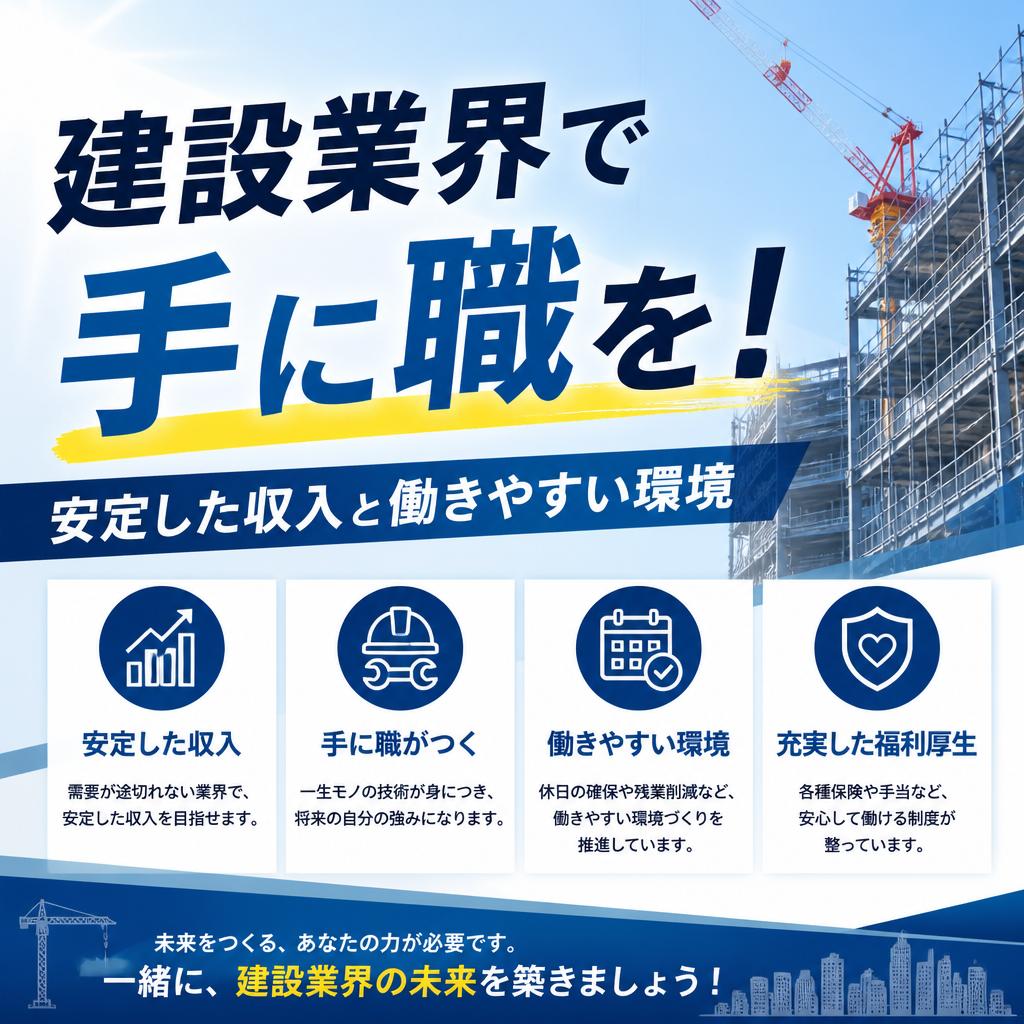 建設業界で手に職を！安定した収入と働きやすい環境
