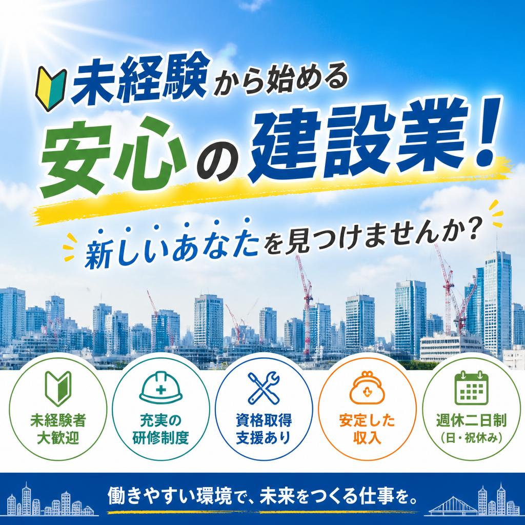 未経験から始める安心の建設業！新しいあなたを見つけませんか？
