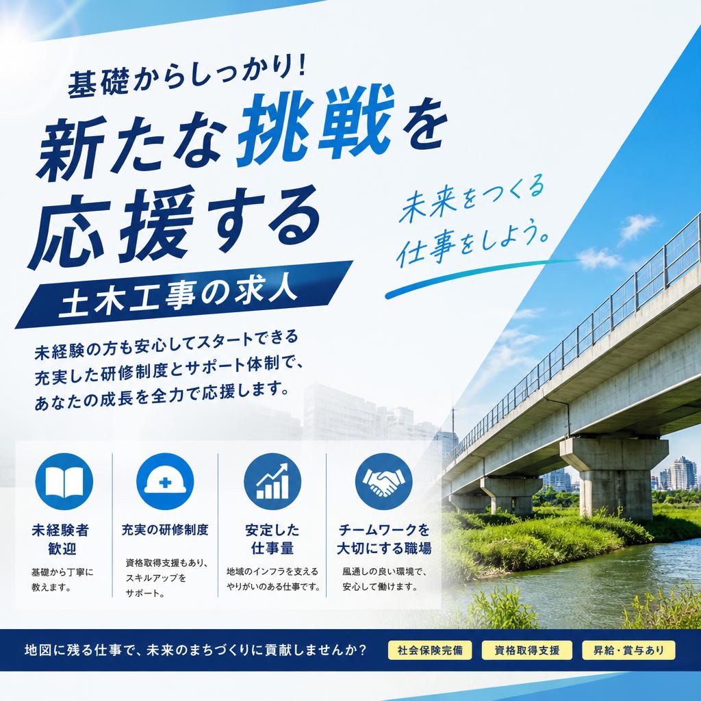 基礎からしっかり！新たな挑戦を応援する土木工事の求人