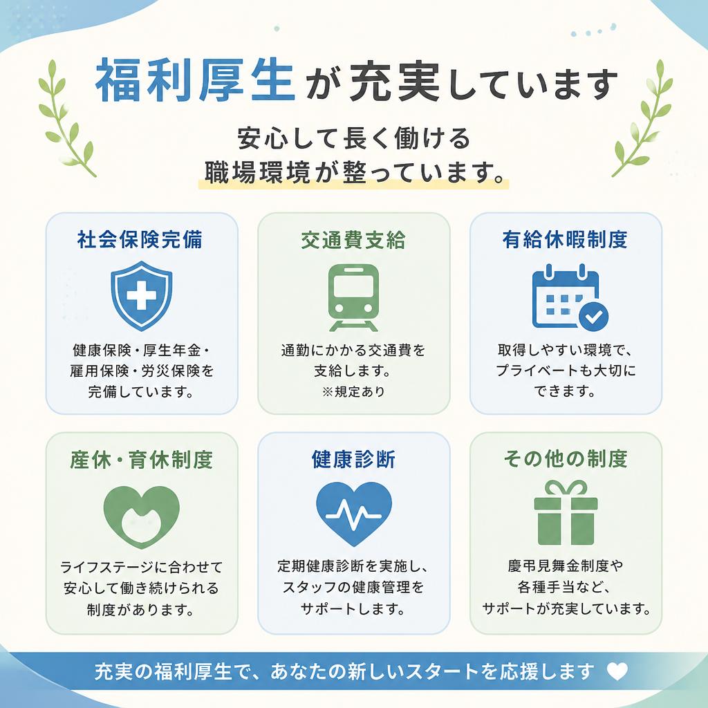 職場環境が整っているから安心！